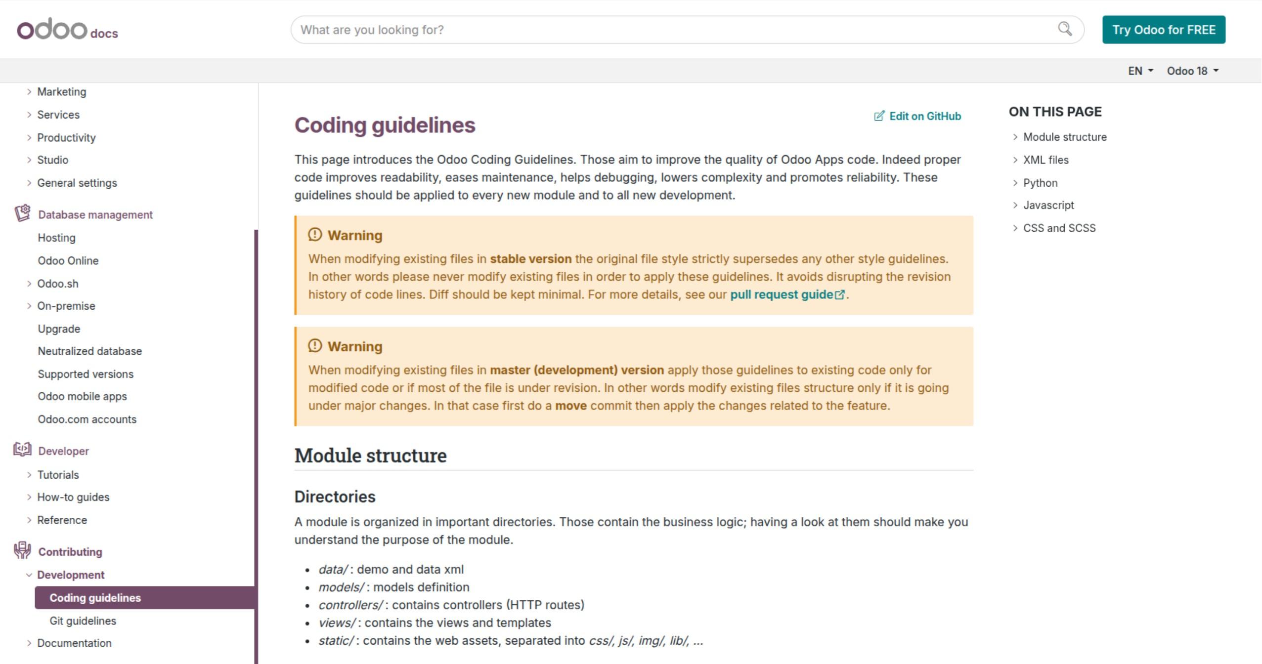 Odoo Development Coding Guidelines adherences