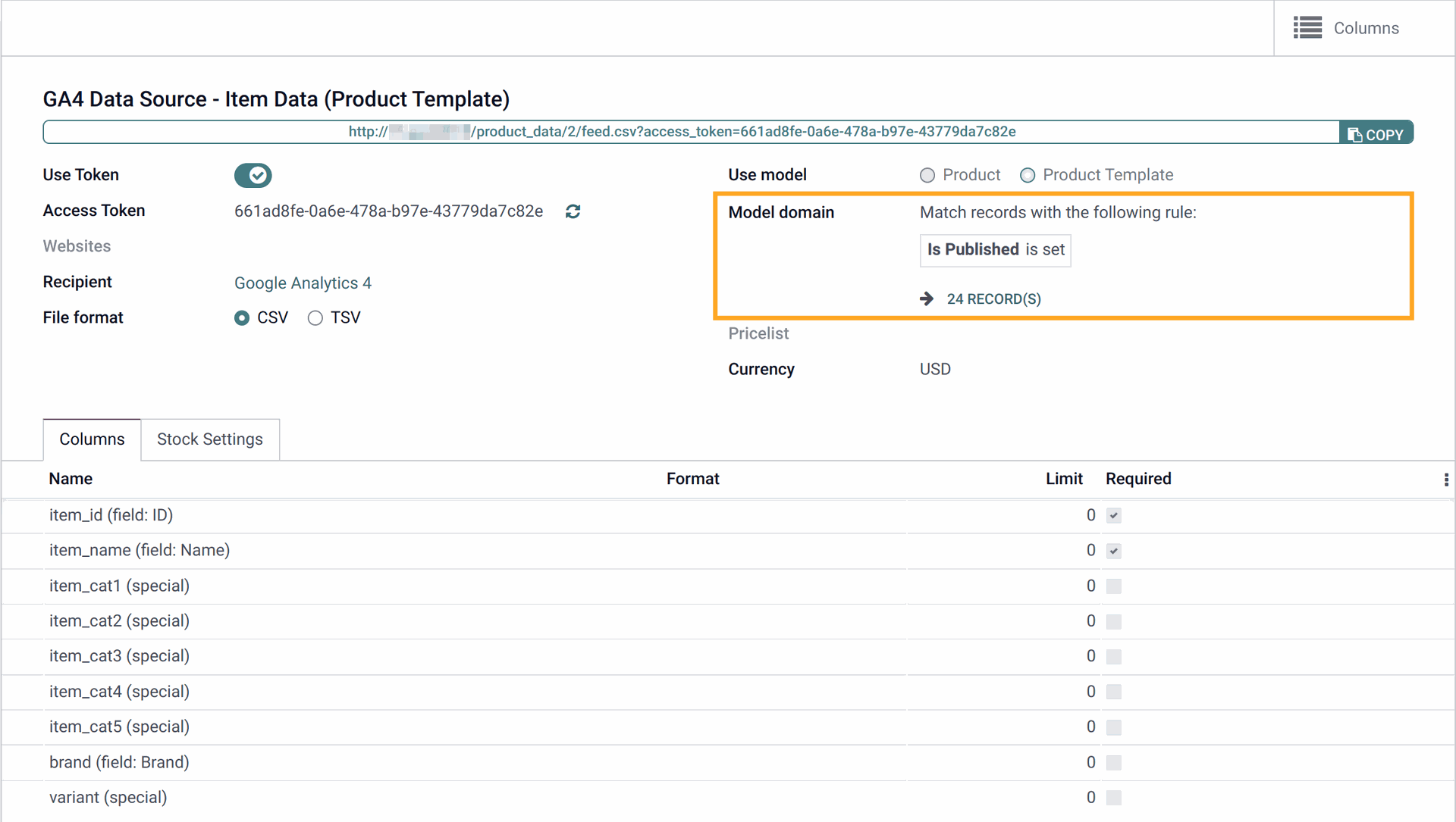 Odoo 14.0 Google Product Data Feed configuration