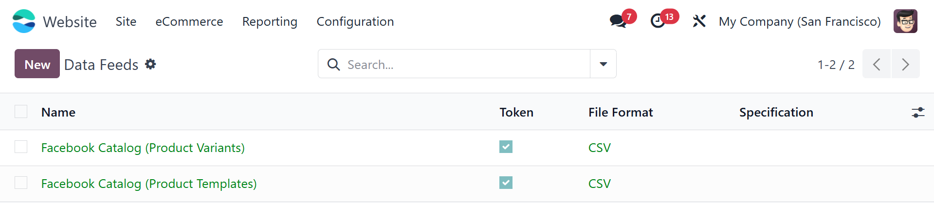 Odoo Facebook Data Feeds