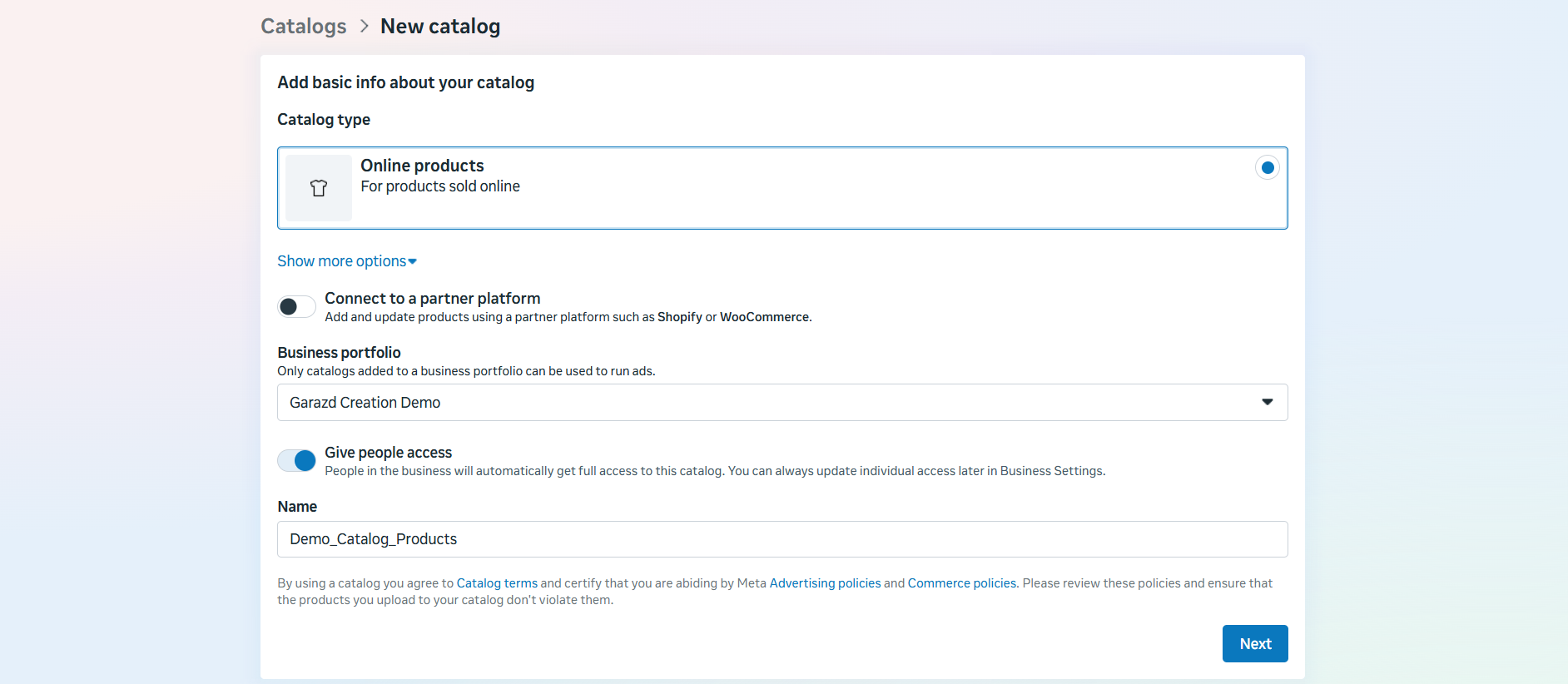 Meta Facebook Commerce Manager New Catalog