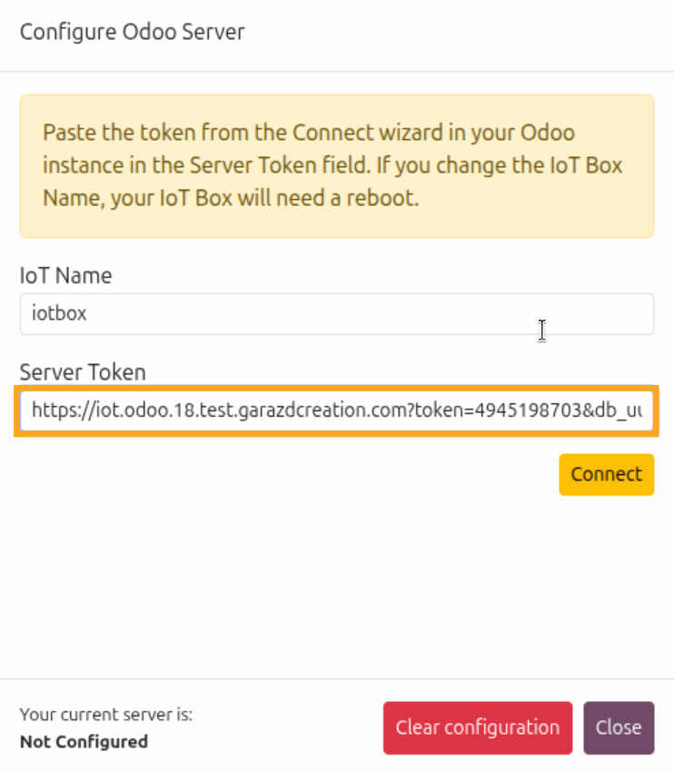 odoo iot box connection by token