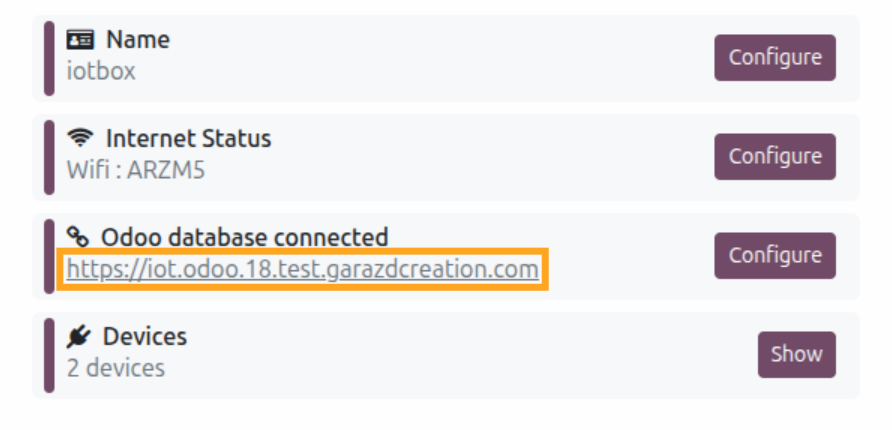 odoo iot connected successfully