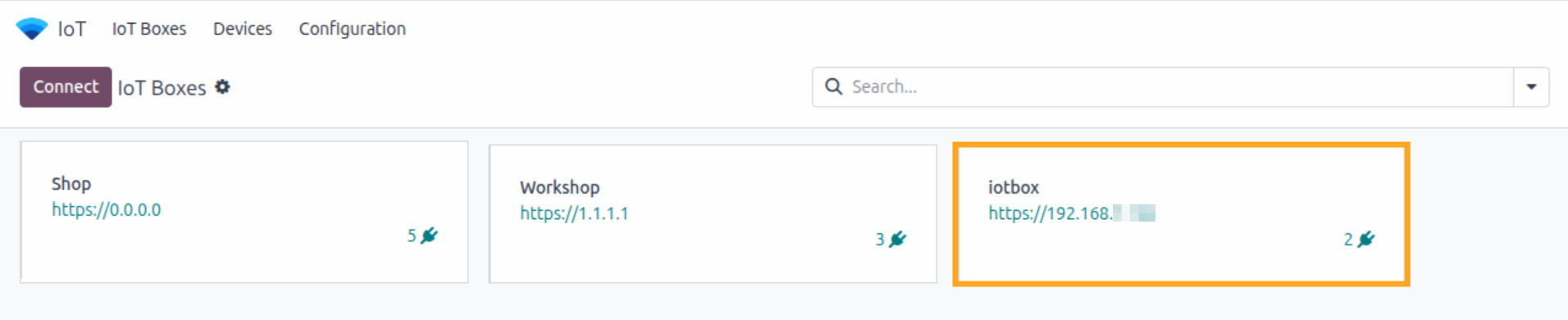 odoo iot box list