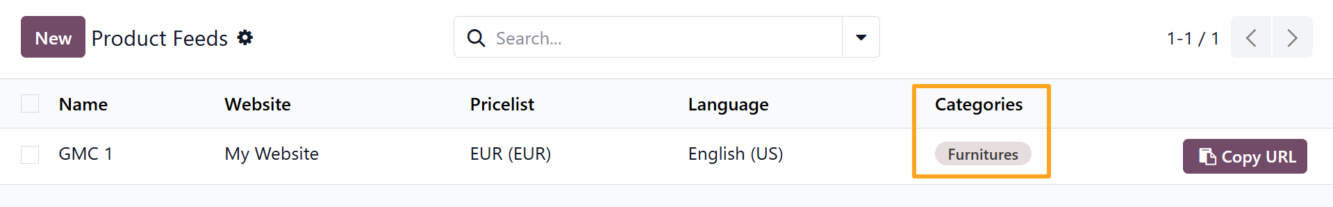 Odoo 19.0 Website Product Feeds GMC eCommerce Product Category