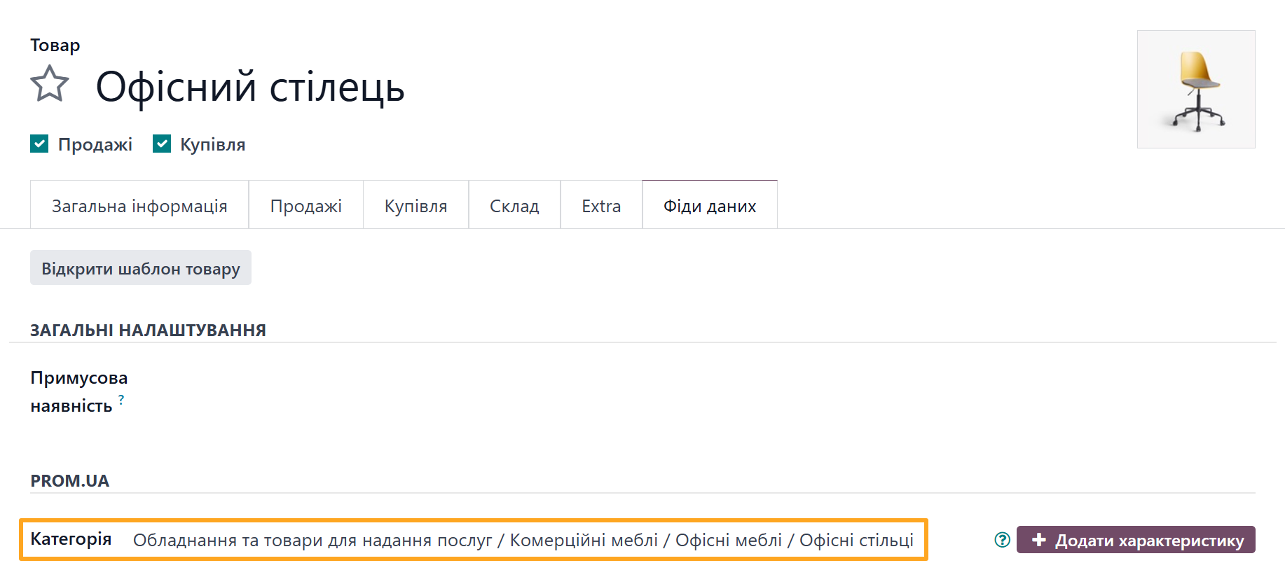 Odoo 19.0 Prom UA Product Category