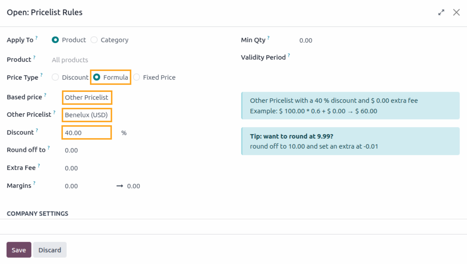 odoo rules formula based price other pricelist