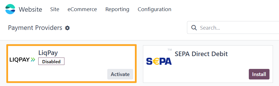 Odoo 19.0 website configuration ecommerce payment providers liqpay