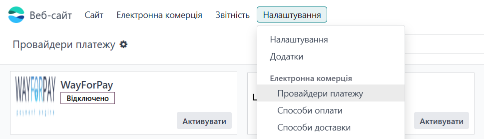 Odoo 19.0 website configuration payment providers wayforpay