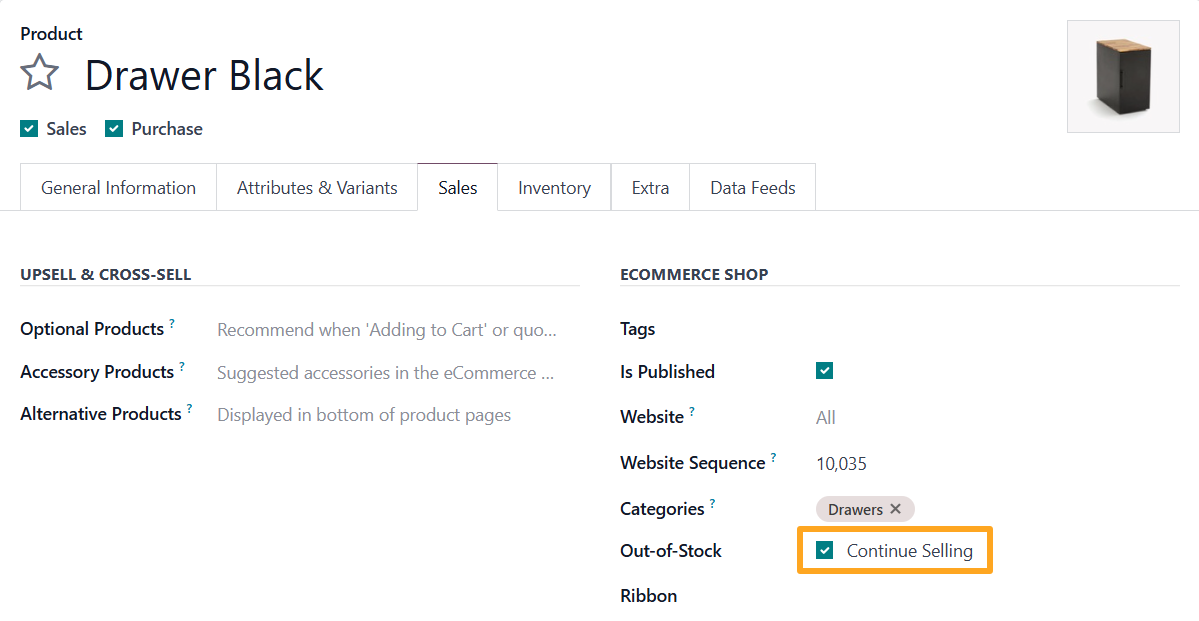 Odoo 18.0 product out of stock continue selling
