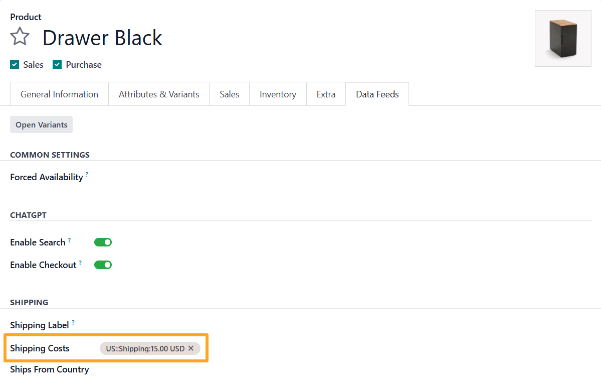 Odoo 18.0 chatgpt data feed product shipping