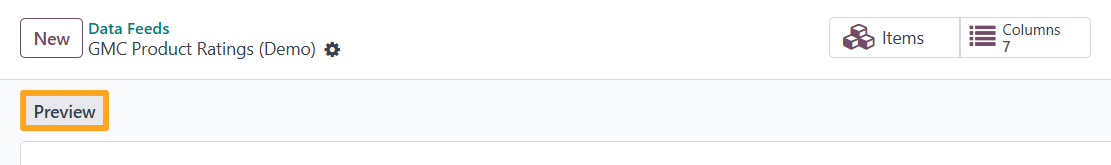 Odoo 19.0 gmc product review rating feed preview