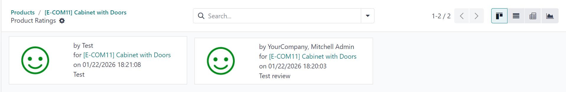 Odoo 19.0 product quick review ratings list