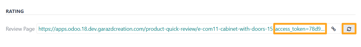 Odoo 19.0 product quick review rating url token refresh