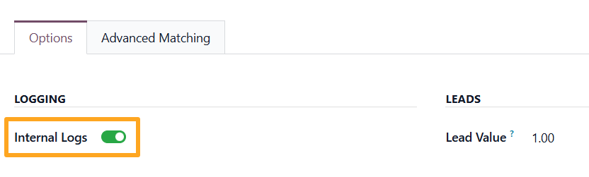 Odoo 19.0 ga measurement protocol tracking service options internal logs