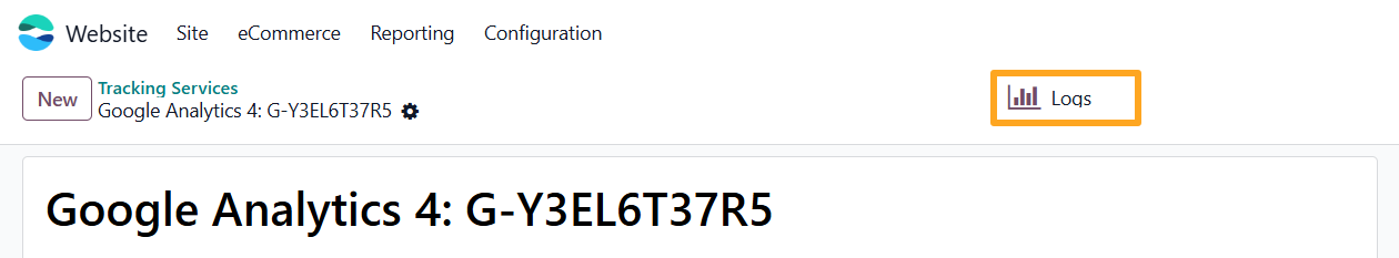 Odoo 19.0 google analytics 4 tracking service logs button