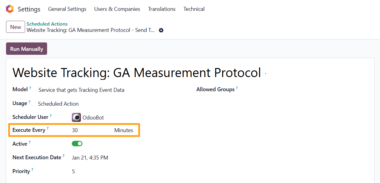 Odoo 19.0 ga measurement protocol scheduled action