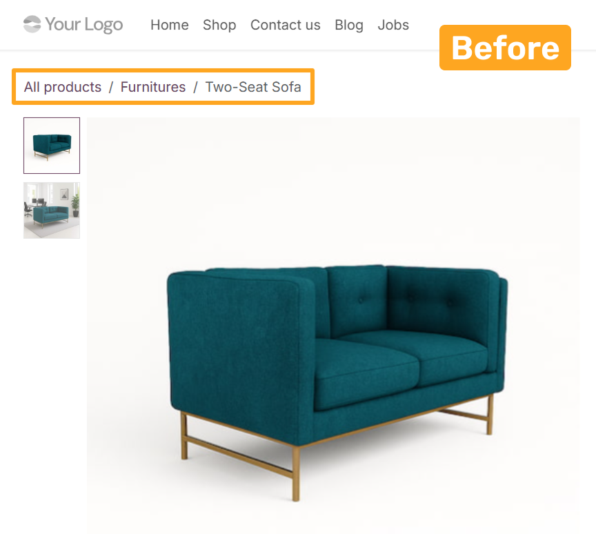 odoo ecommerce website native breadcrumbs