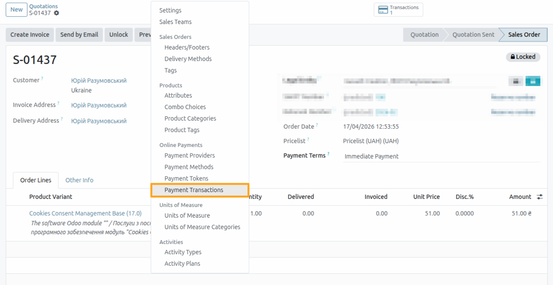 odoo website configuration payment transactions