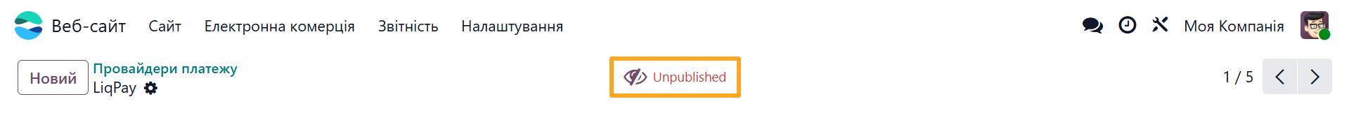 odoo liqpay payment provider unpublished