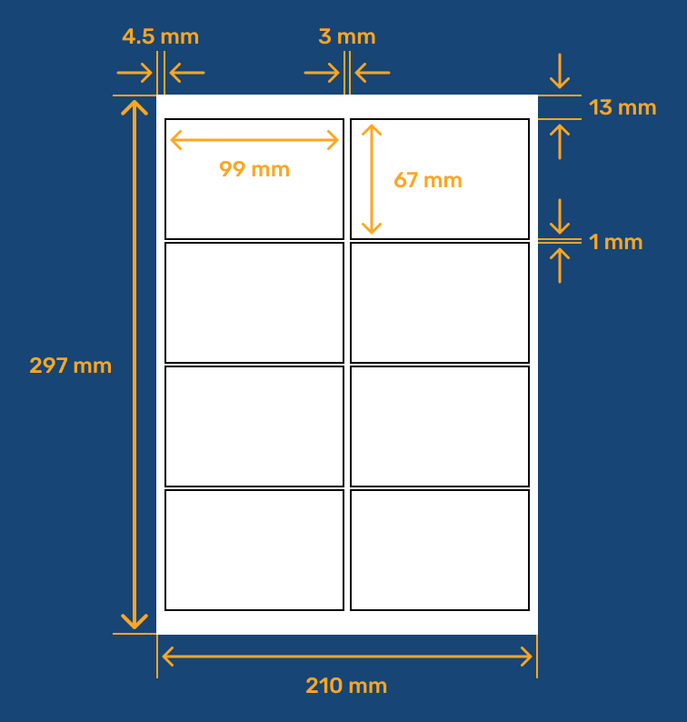 odoo a4 sheet 99x67 mm label sizes