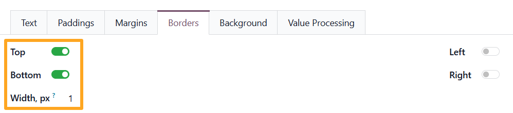 odoo product label builder display name section borders