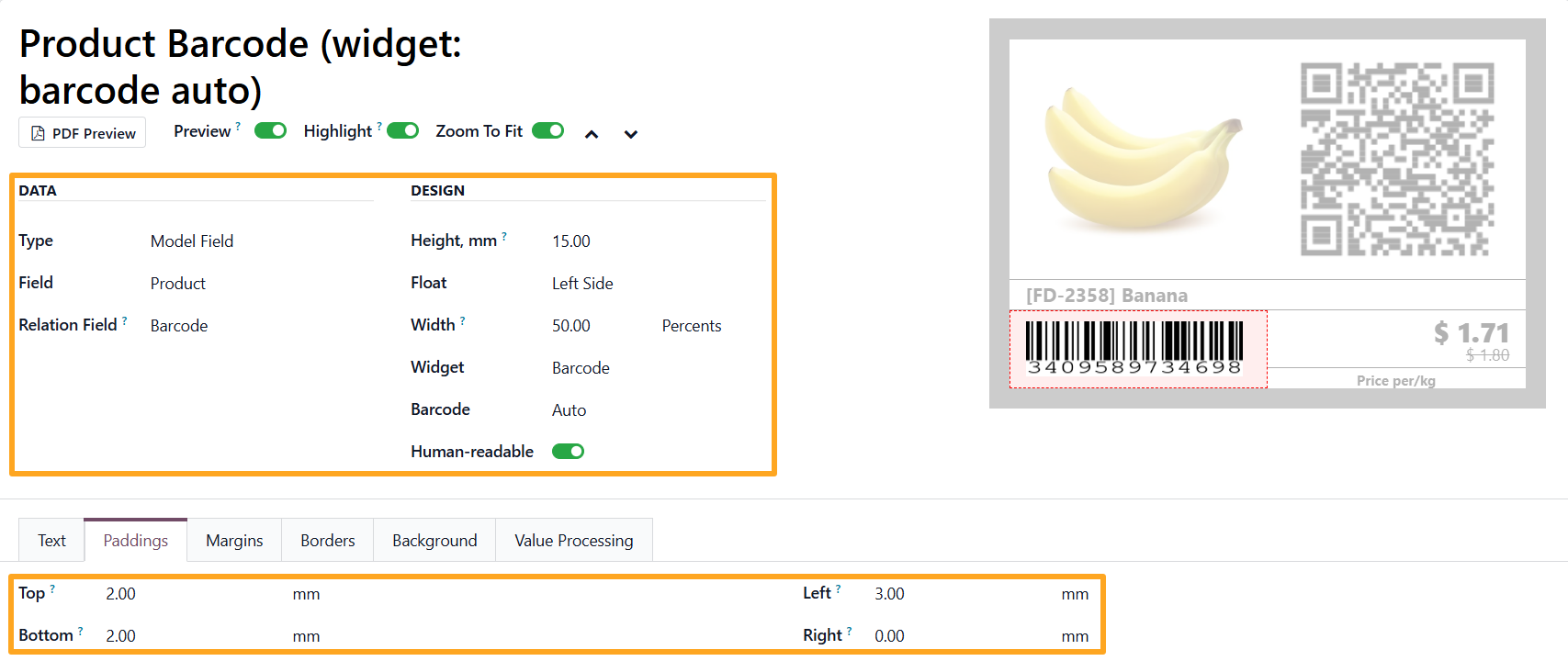 odoo product label builder barcode section paddings