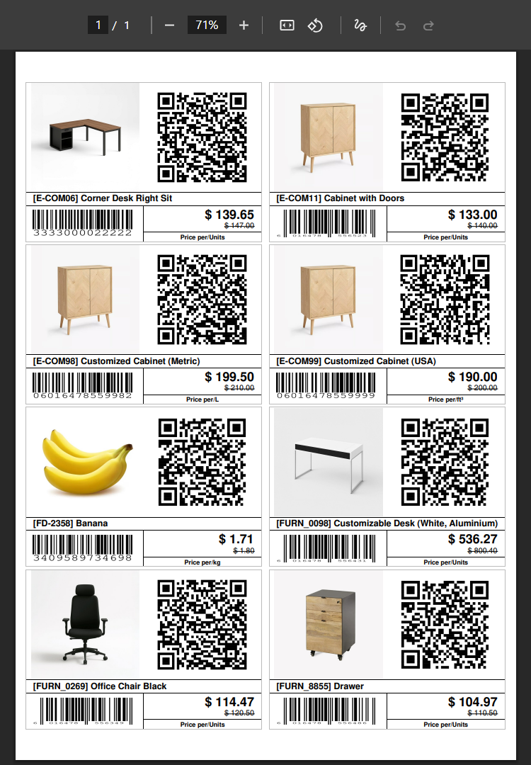 odoo label 99x67 mm (a4 2x4 8 pcs) products