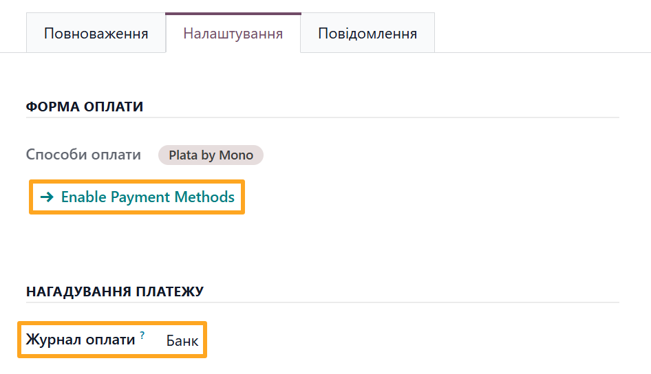 odoo plata by mono payment provider configuration
