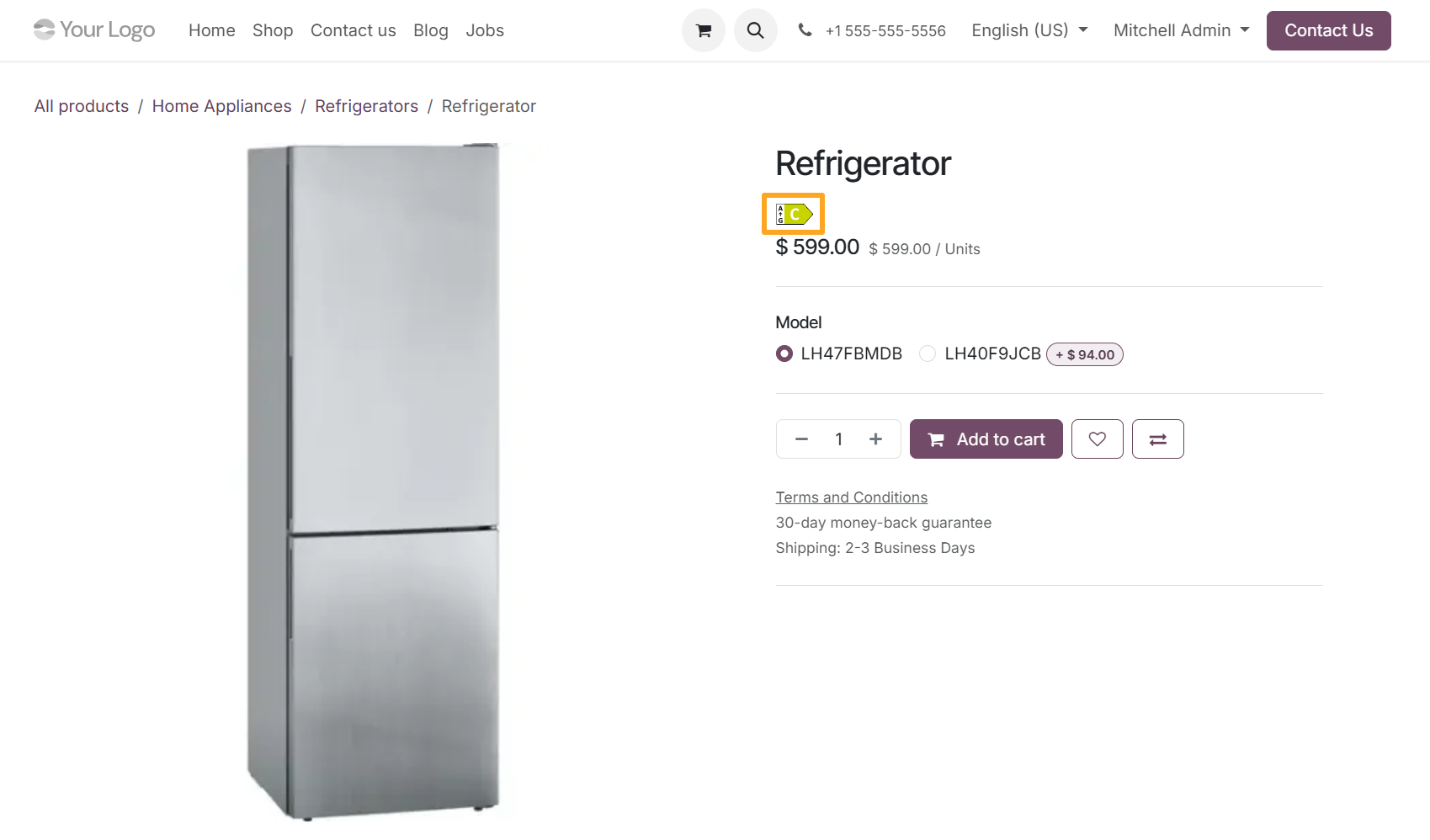odoo website product energy efficiency class