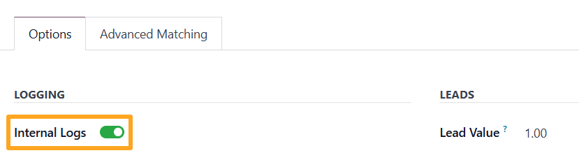 odoo tracking service options internal logs