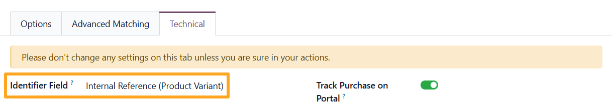 odoo tracking service technical identifier field