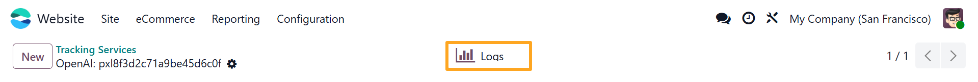odoo openai tracking service logs button