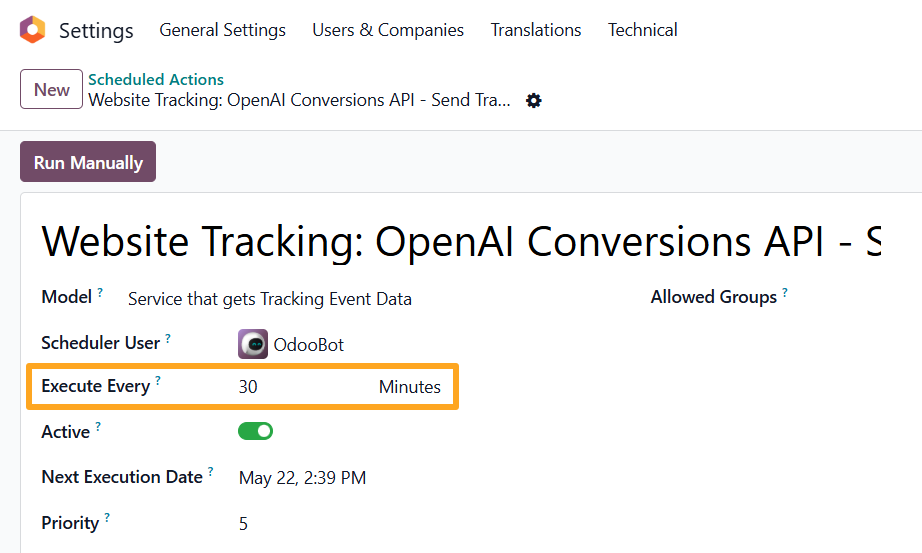odoo openai conversions api scheduled action