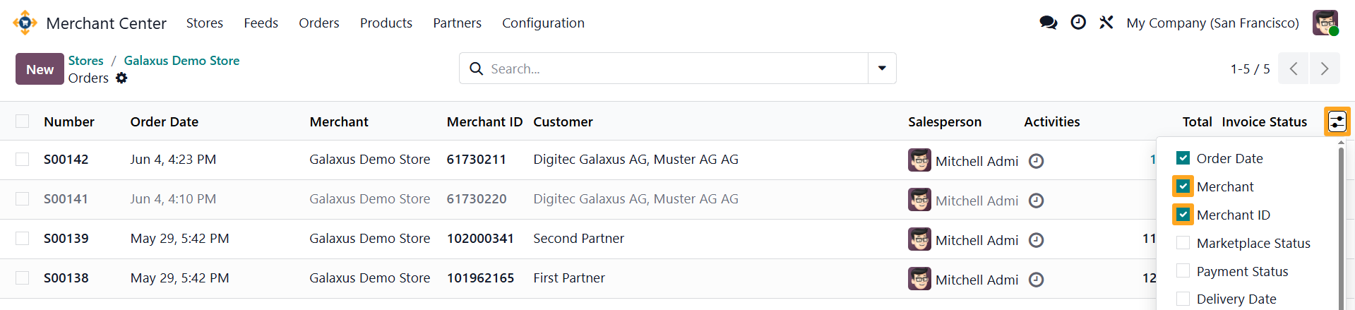odoo merchant center galaxus store sale orders list