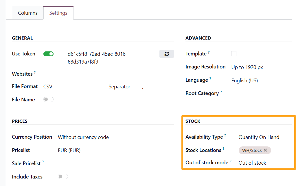 odoo digitec galaxus product data feed stock settings