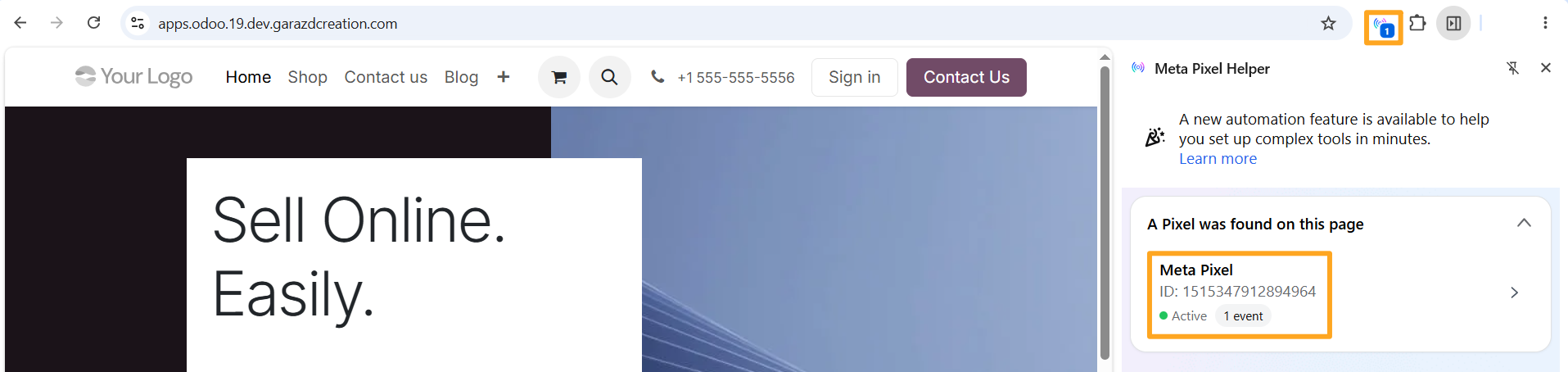odoo website meta pixel helper