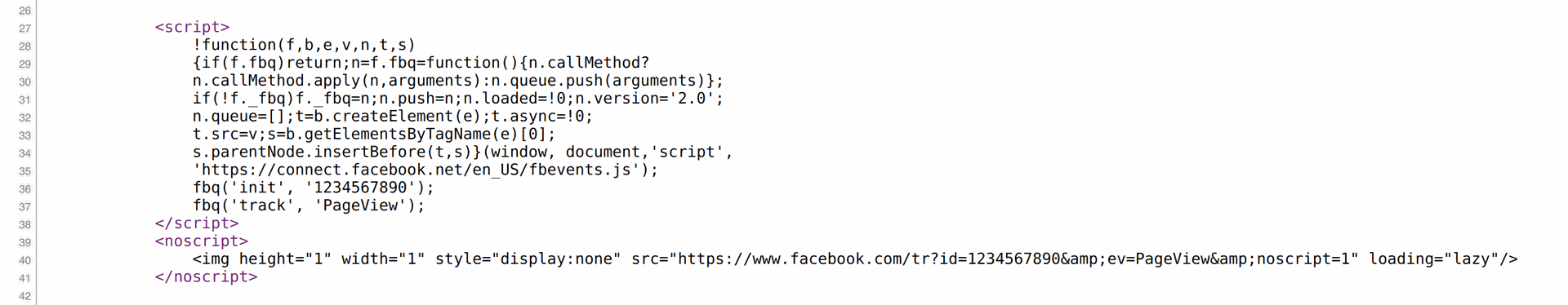 Odoo 13 Website Facebook Pixel script sample