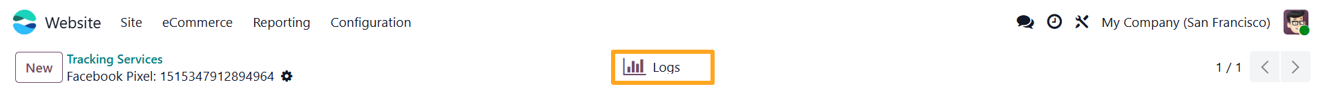 odoo meta facebook pixel tracking service logs button