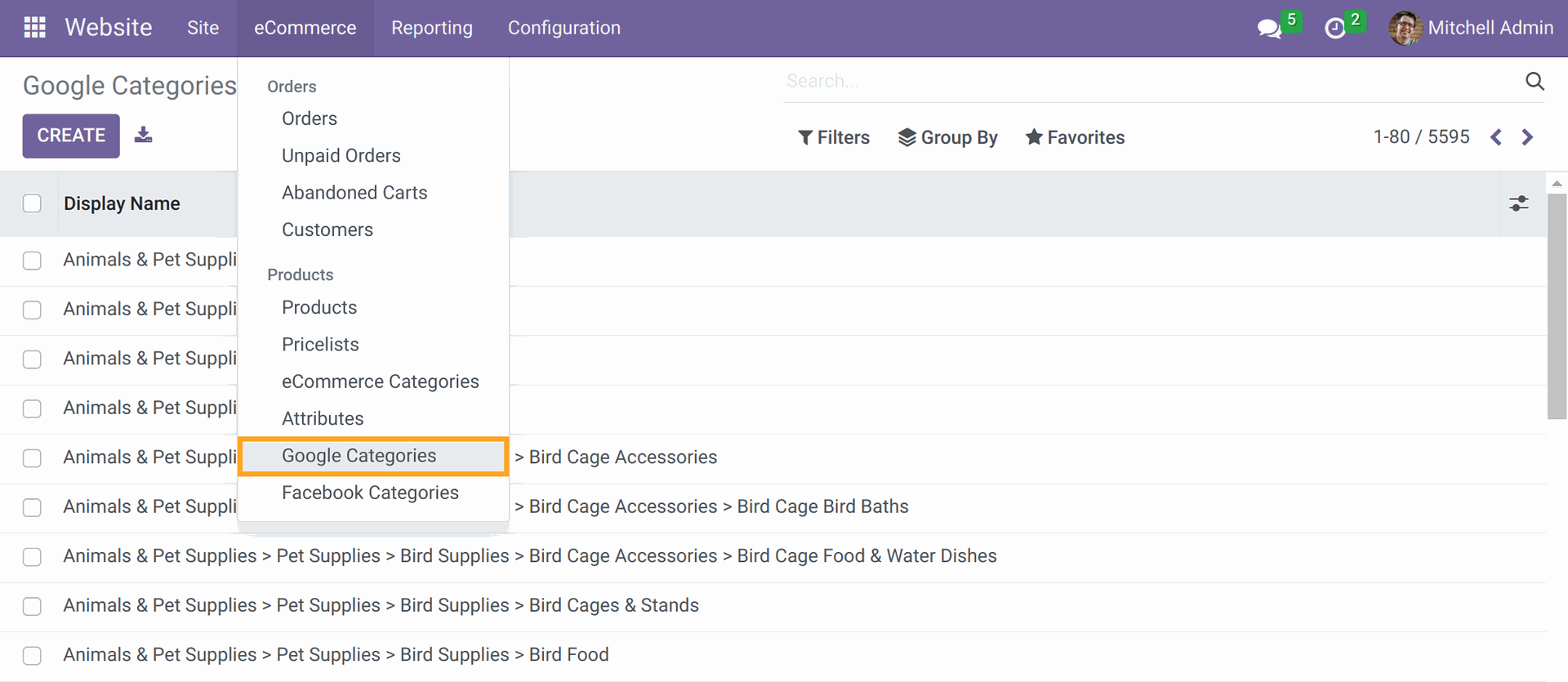 Odoo 17.0 Google Product Category list