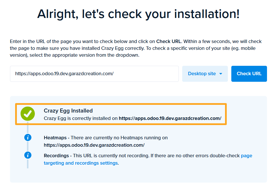 odoo website crazy egg installed