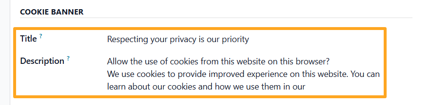 odoo website cookies banner settings