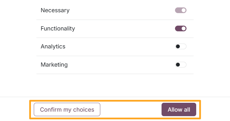 odoo website cookie banner buttons
