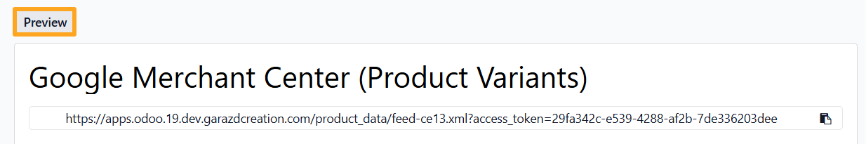 odoo google merchant center data feed preview