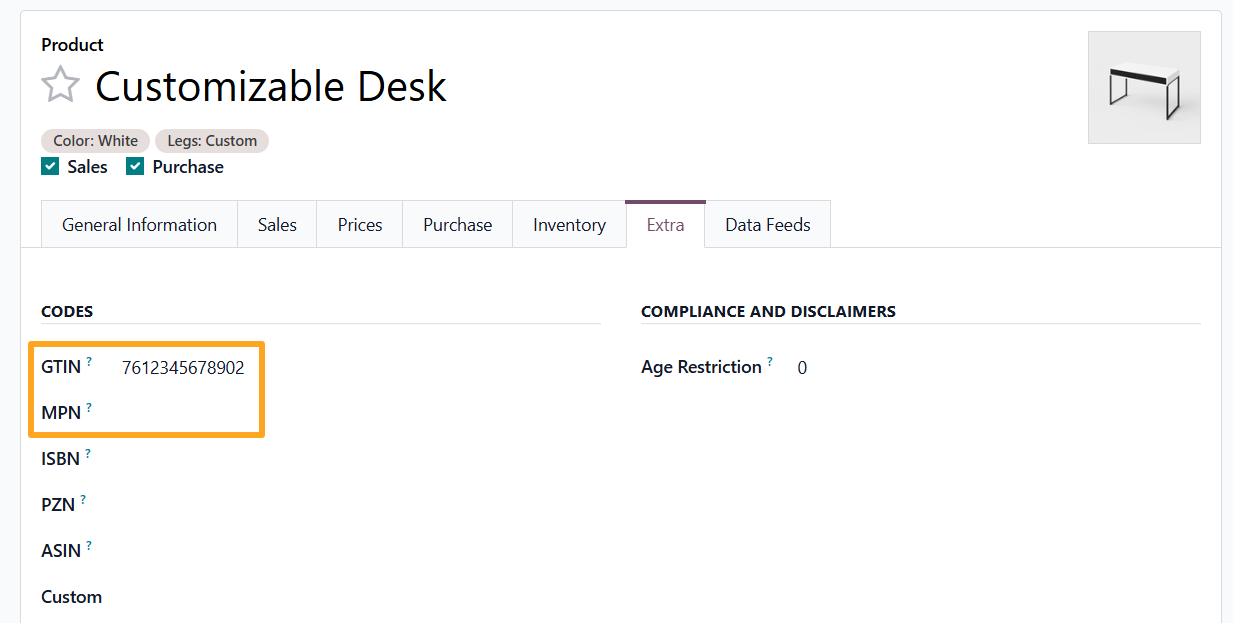 odoo product extra codes gtin mpn