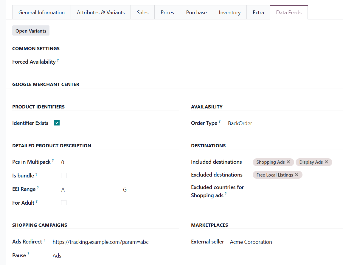 odoo product data feeds google merchant center professional