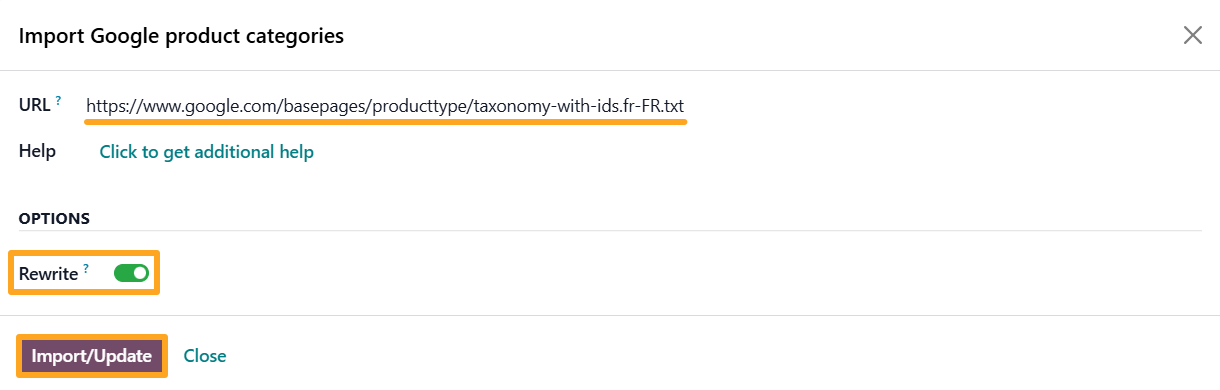 odoo import google product categories another language