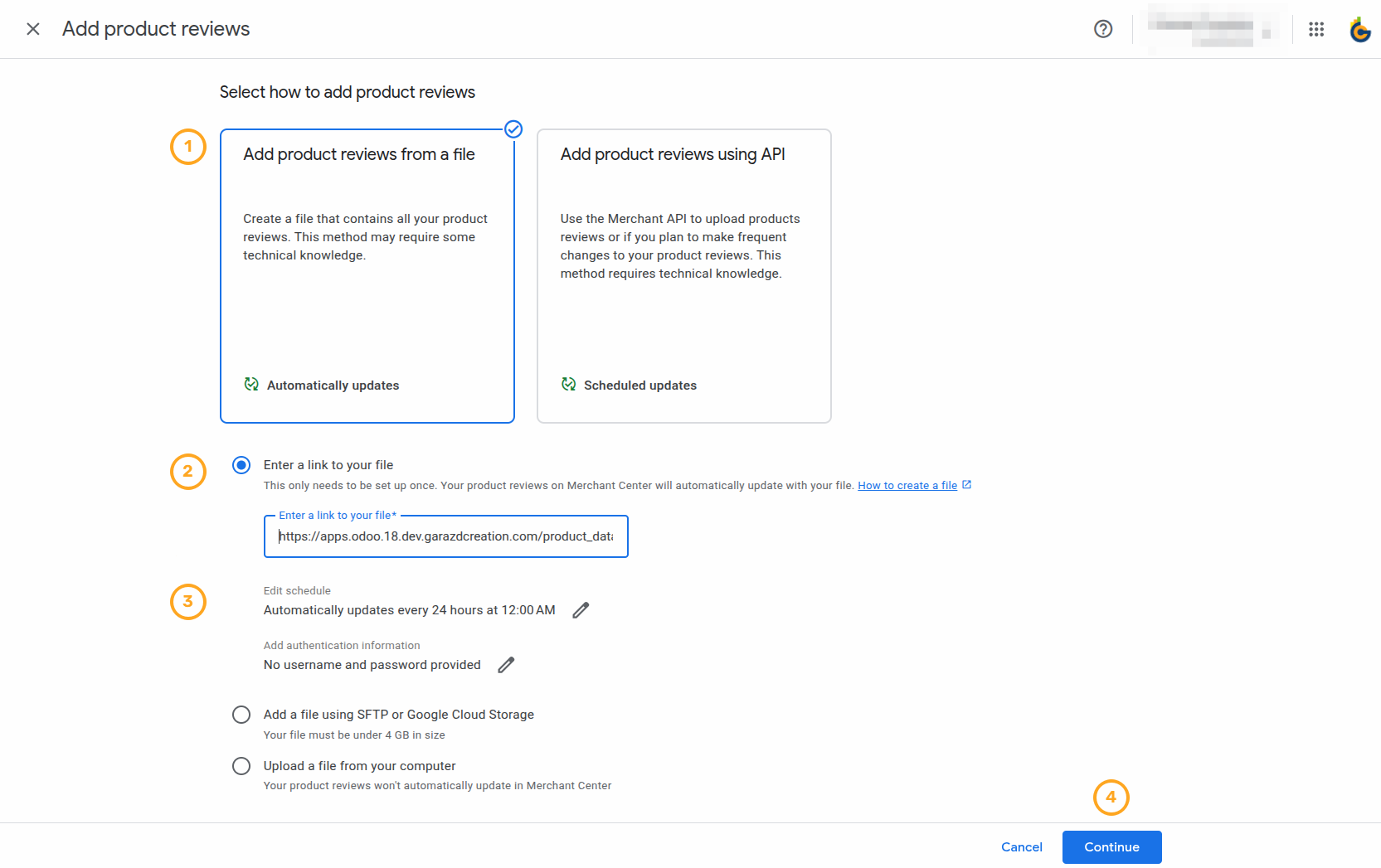 google merchant center adding product reviews source