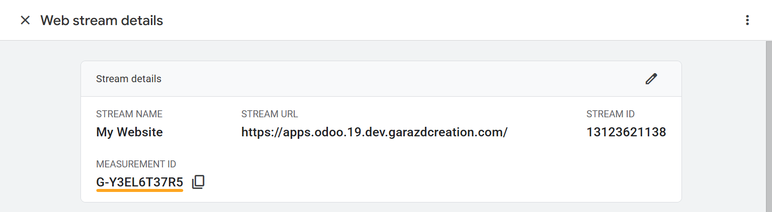 google analytics 4 web stream details measurement id
