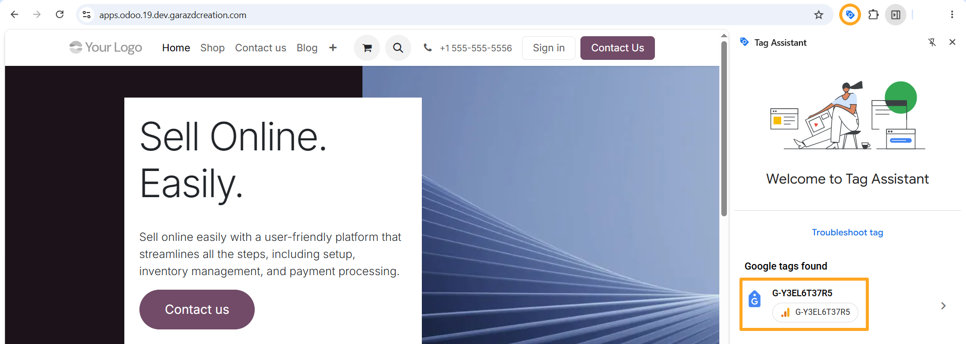 odoo google tag assistant browser extension