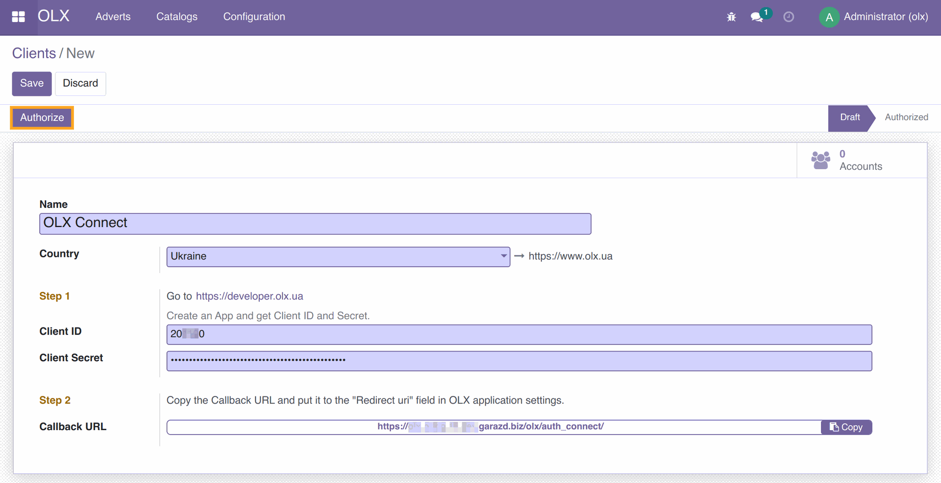 OLX Developer Portal - Getting access to API